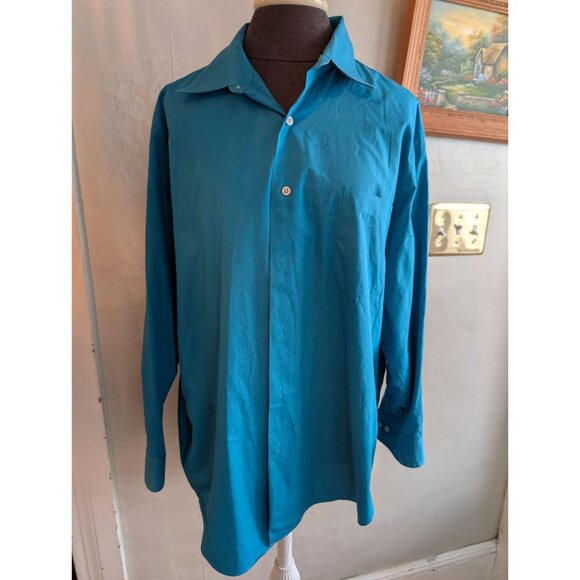 Croft & Barrow Mens Classic Fit Blue Button-Up Dress Shirt Size L - Picture 1 of 6